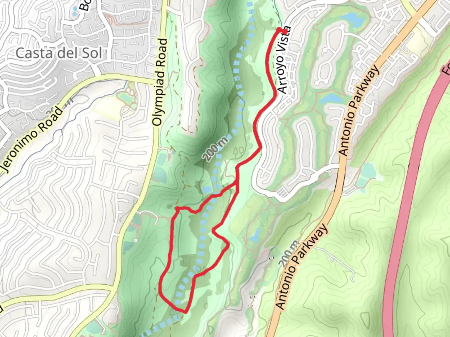 An image depicting the trail Arroyo Trabuco Loop Trail and its surrounding area.