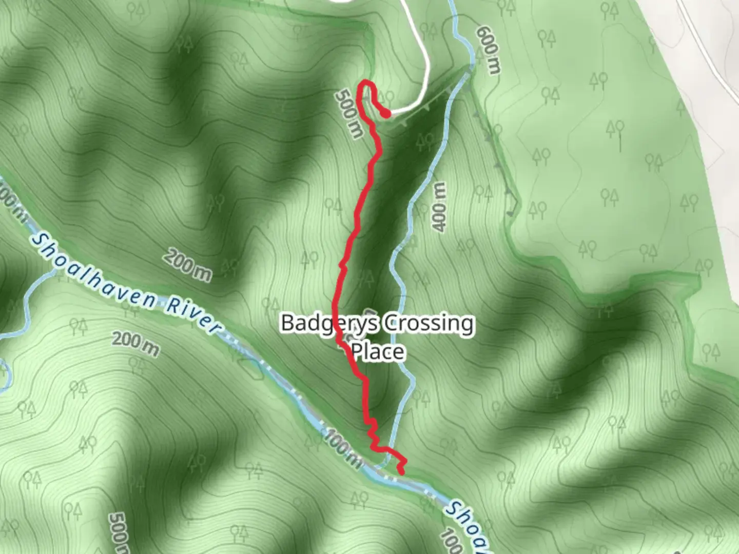 An image depicting the trail Badgerys Spur Track and its surrounding area.