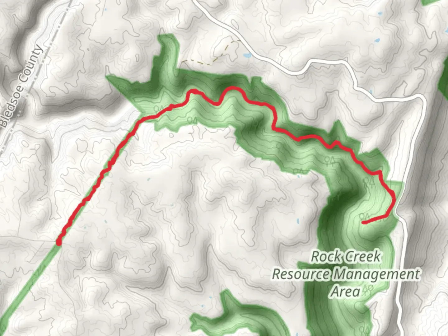 An image depicting the trail Rock Creek and Leggett Point Overlook Trail and its surrounding area.