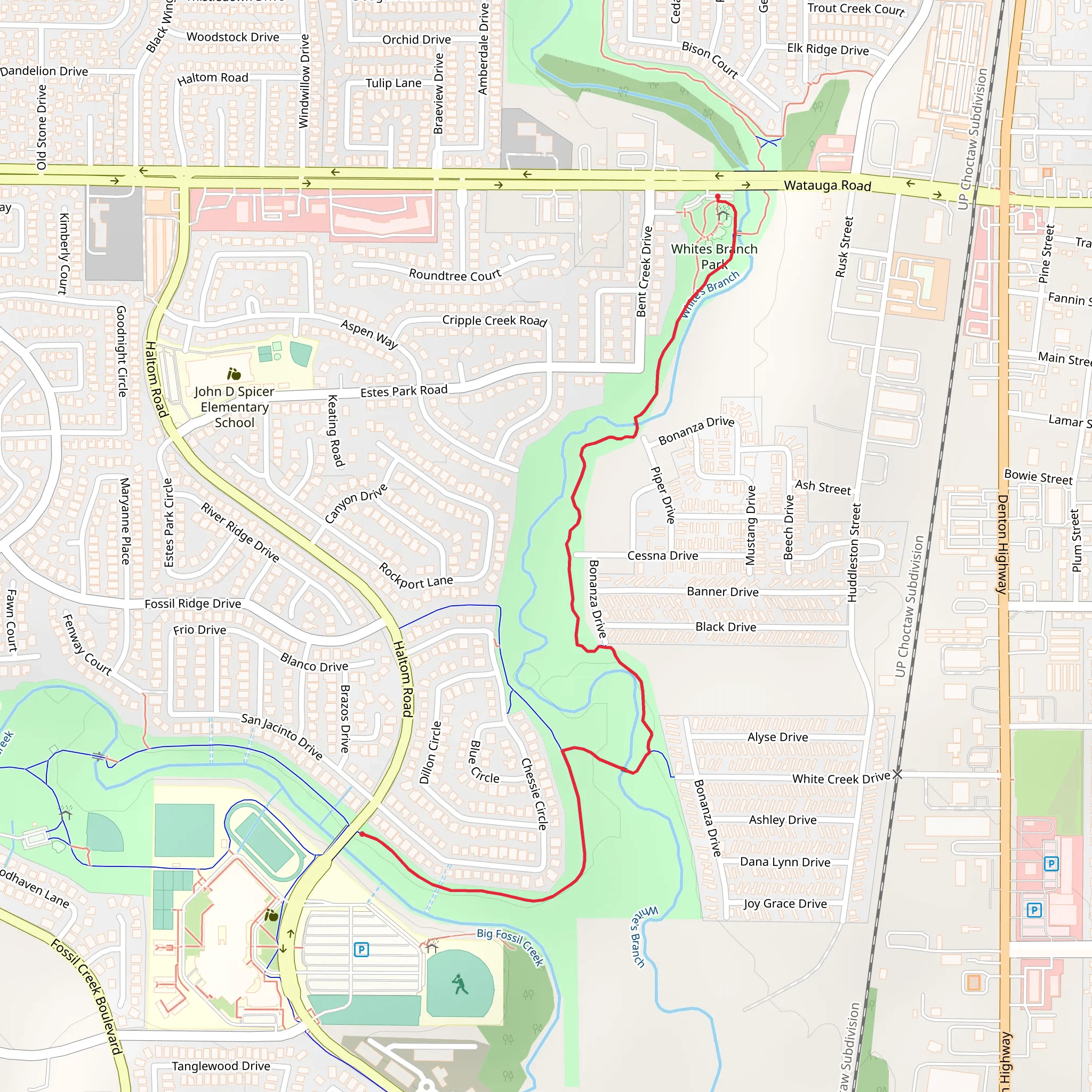Walk along White's Branch mobile static map