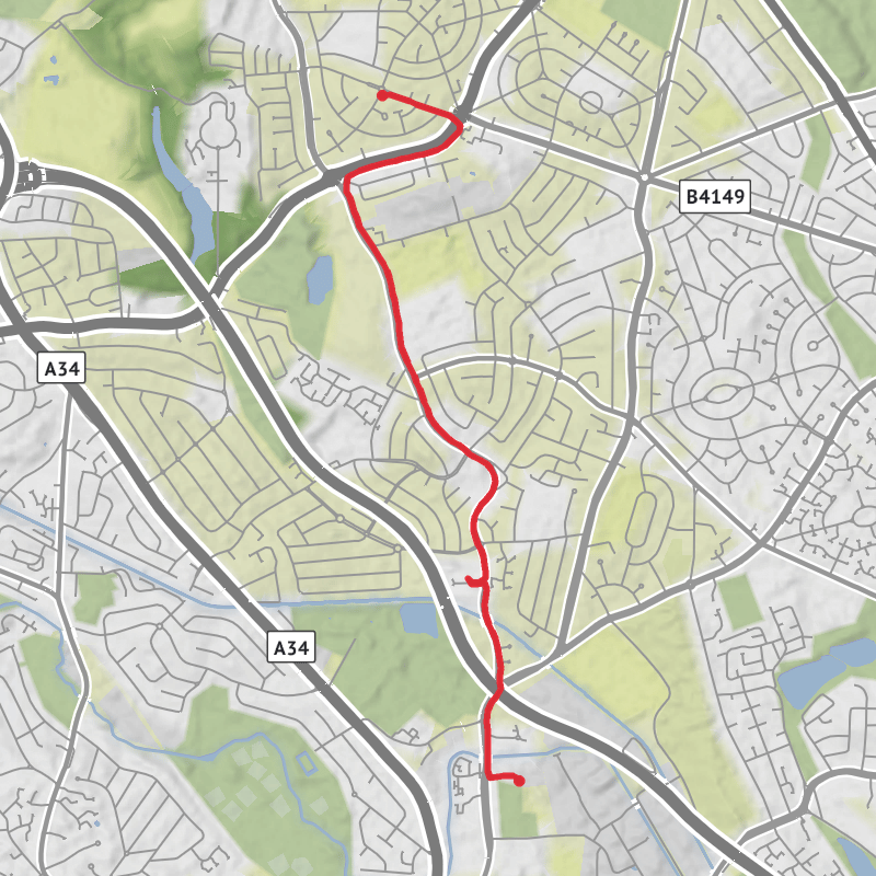 A map preview of the recording Walsall Hiking.