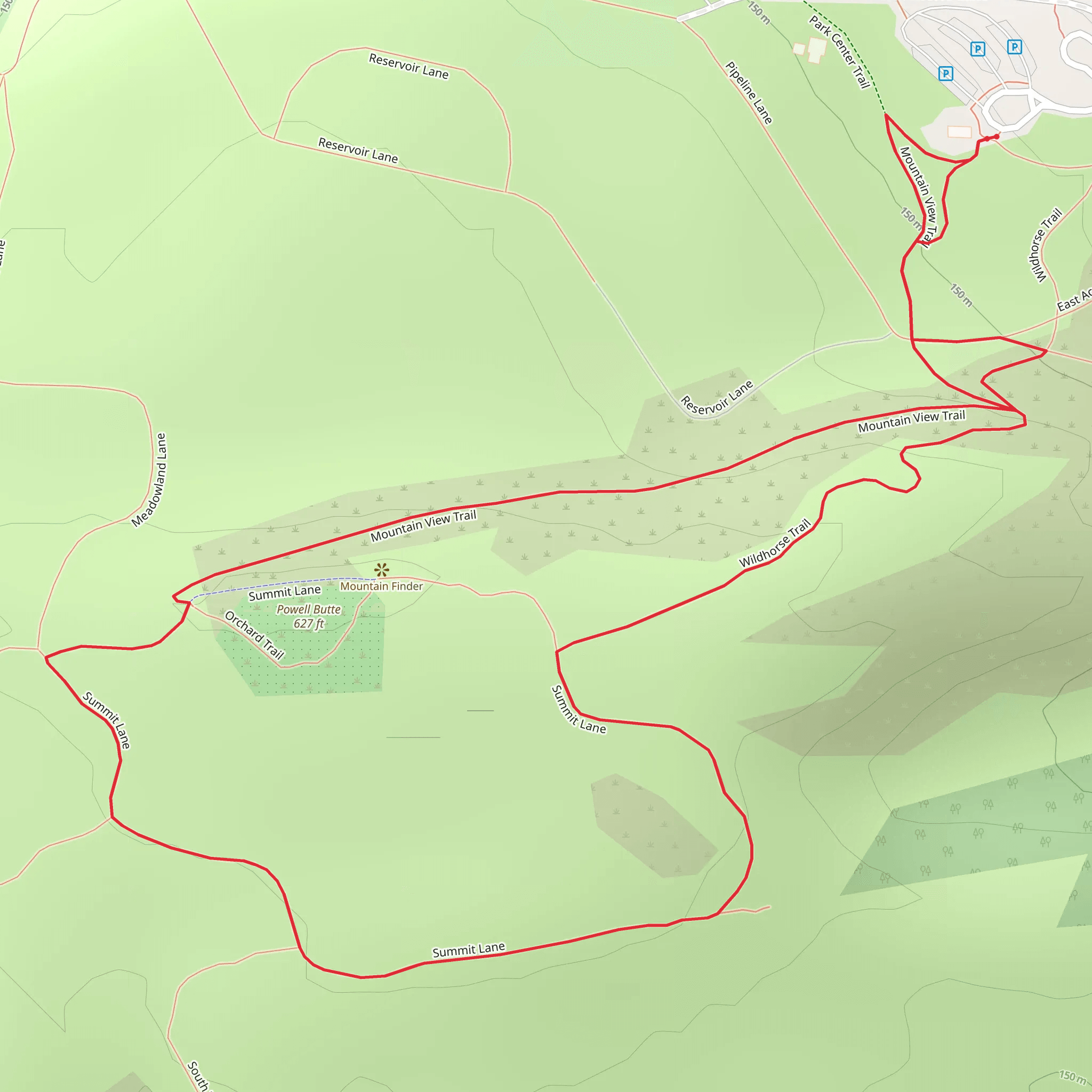 Mountain View, Summit Lane and Wildhorse Trail Loop mobile static map