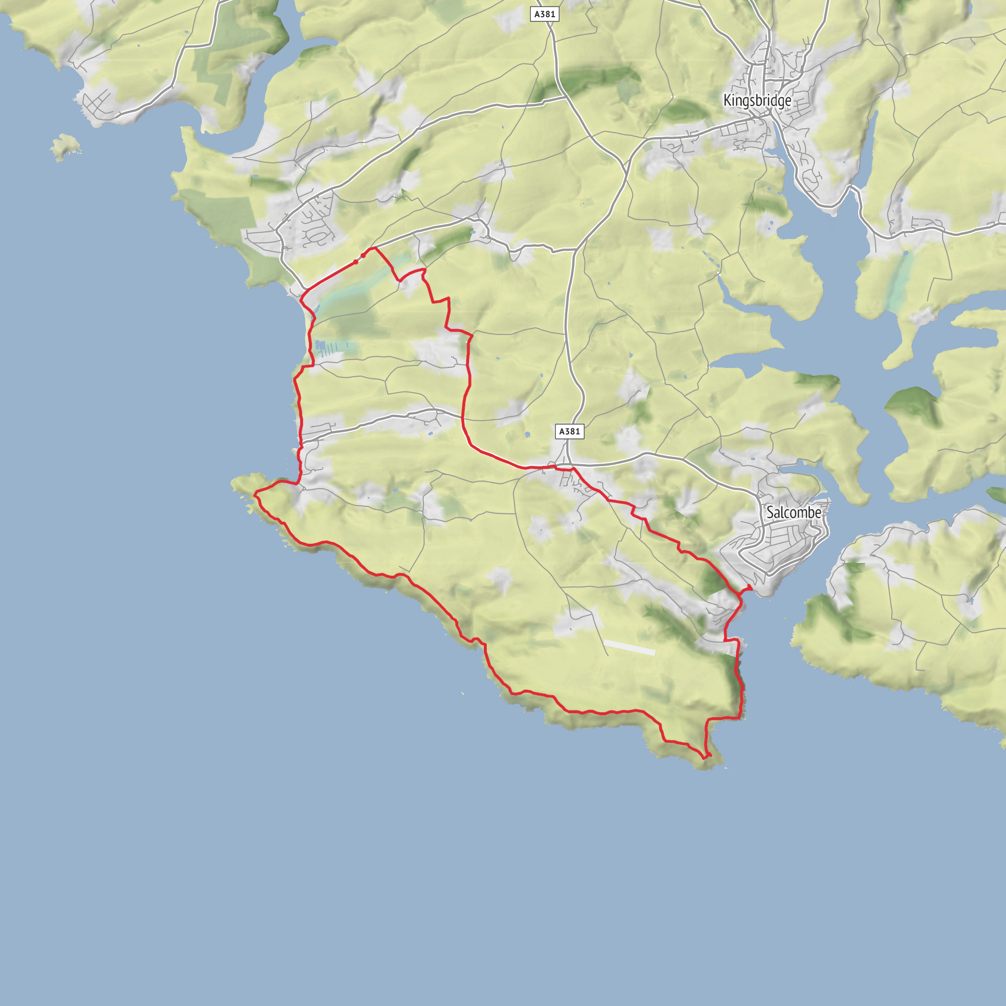 South Devon Loop via Starehole Bay and Hope Cove mobile static map