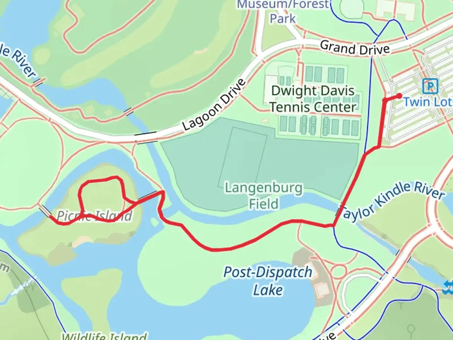 An image depicting the trail Lagoon Drive Loop and its surrounding area.