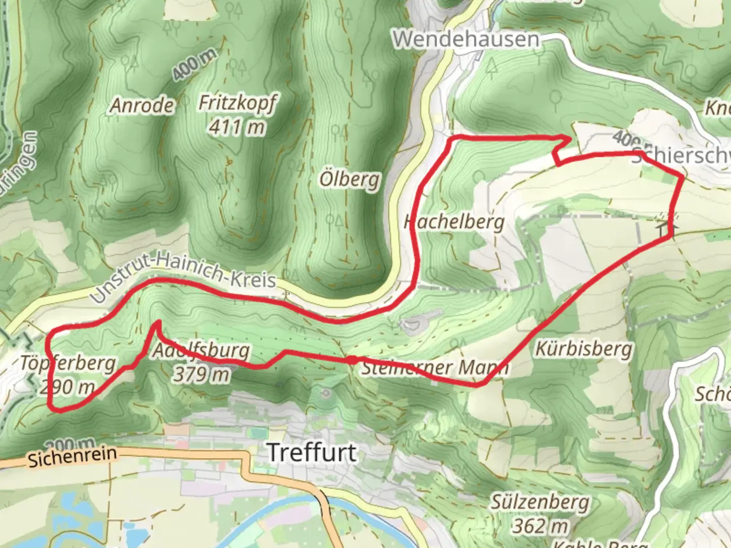An image depicting the trail Adolfsburgsteig Loop and its surrounding area.