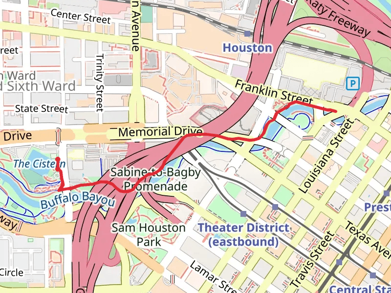 Walk along Buffalo Bayou