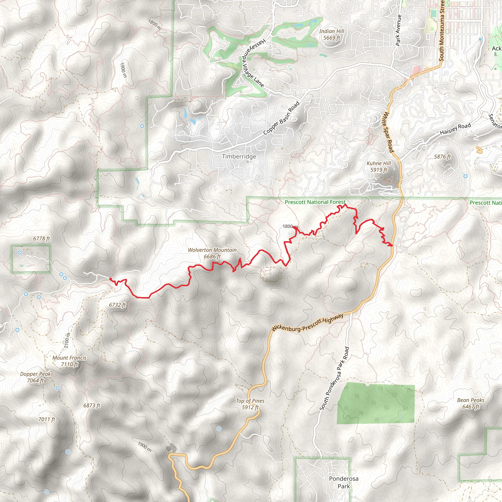Wolverton Mountain Trail mobile static map