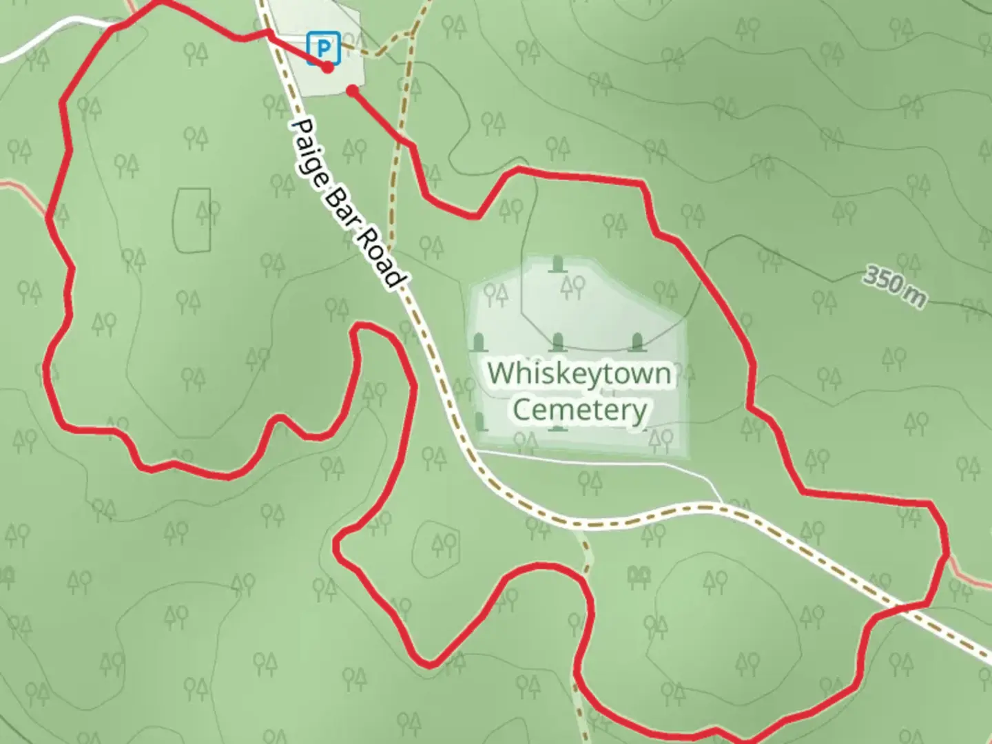 An image depicting the trail Whiskeytown Cemetery Long Loop and its surrounding area.