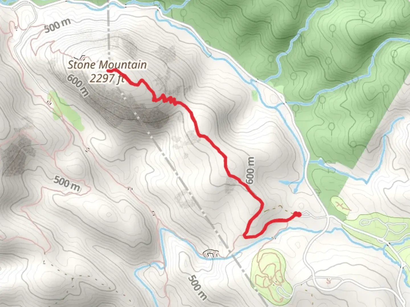 An image depicting the trail Stone Mountain via Connector Trail and its surrounding area.