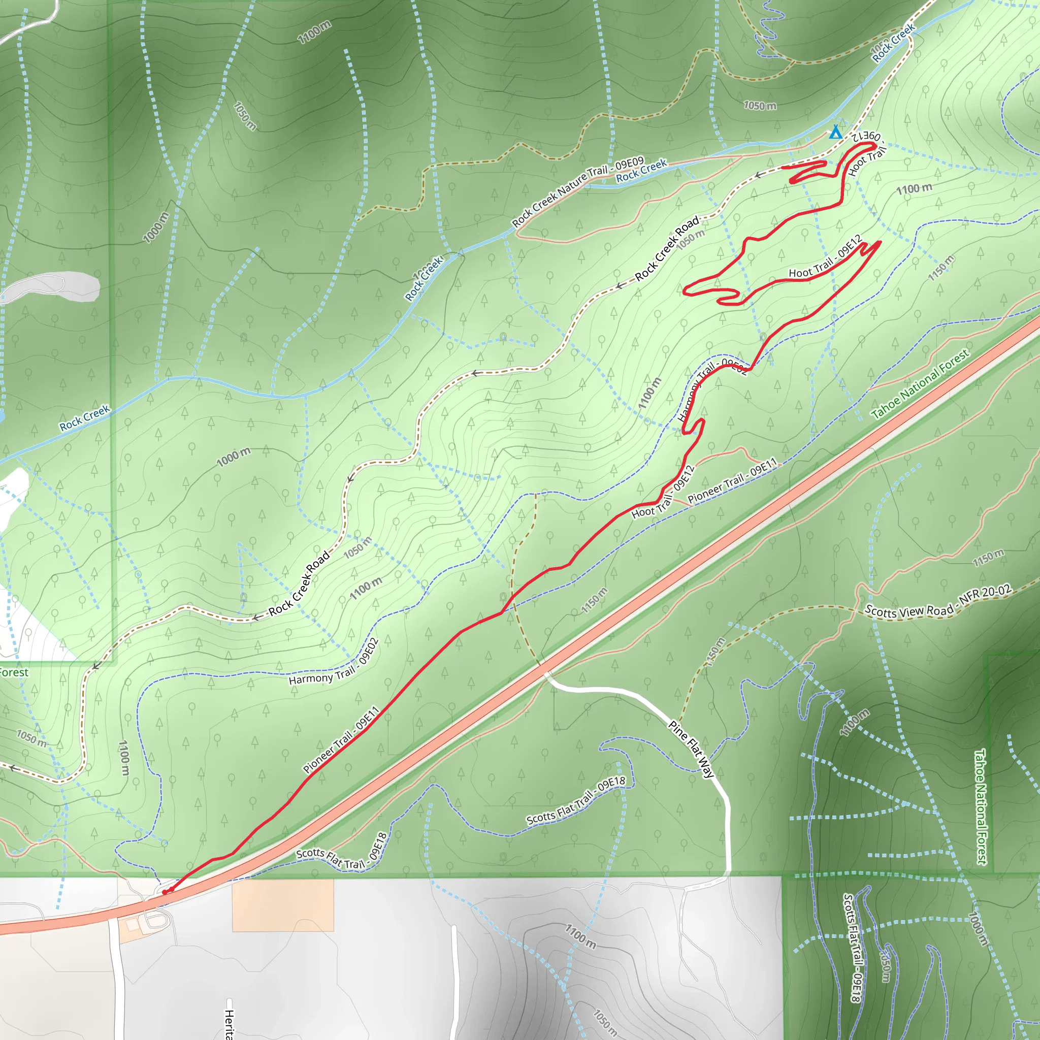 Hoot Trail via Pioneer Trail mobile static map
