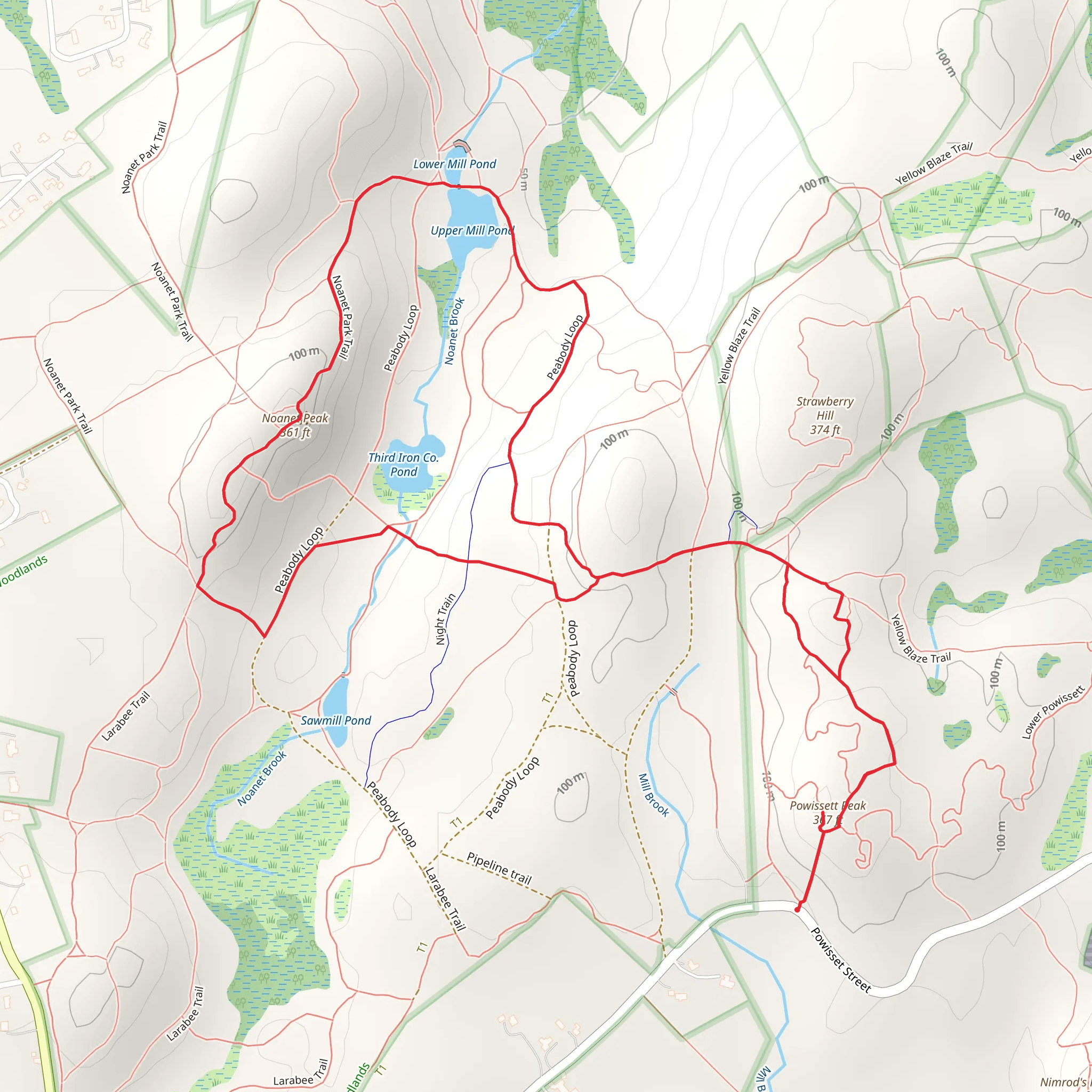 Powissett Peak and Noanet Peak Loop mobile static map