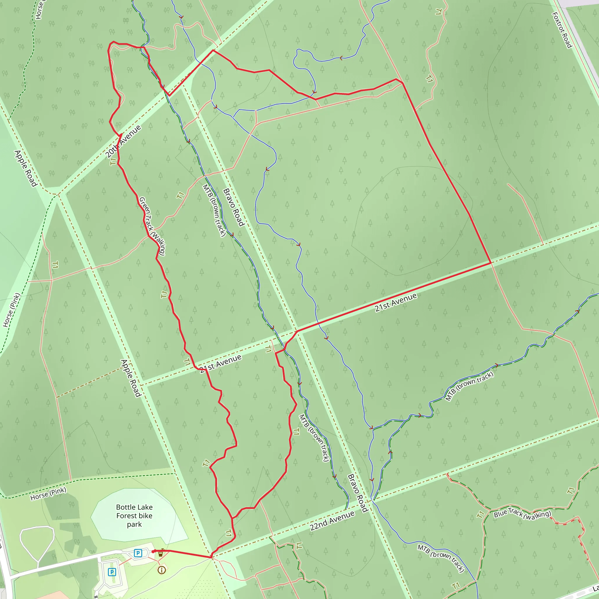 Bottle Lake Green Track Loop mobile static map