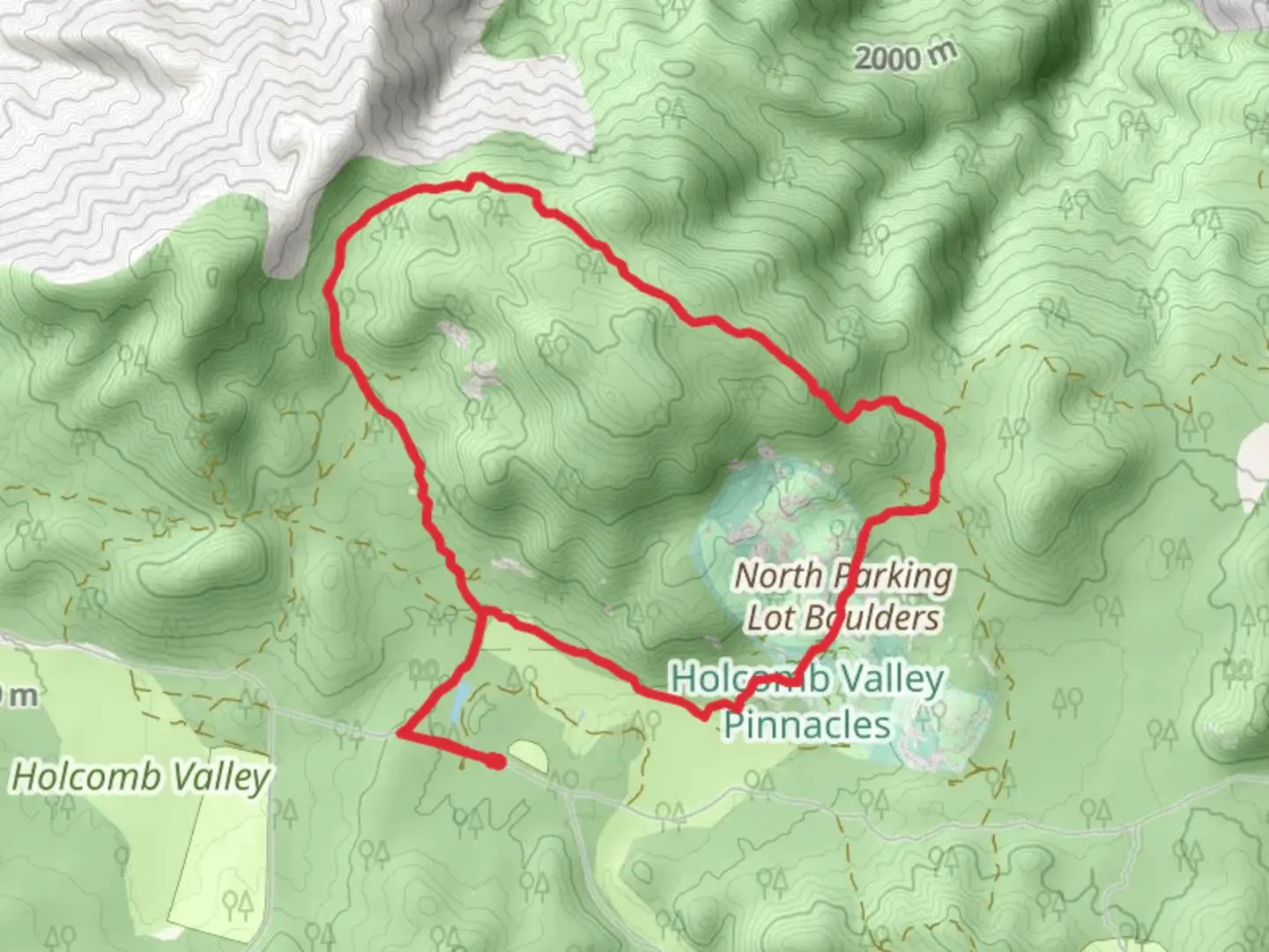 An image depicting the trail Harvey Mine Road and John Bull Flat Road Loop and its surrounding area.