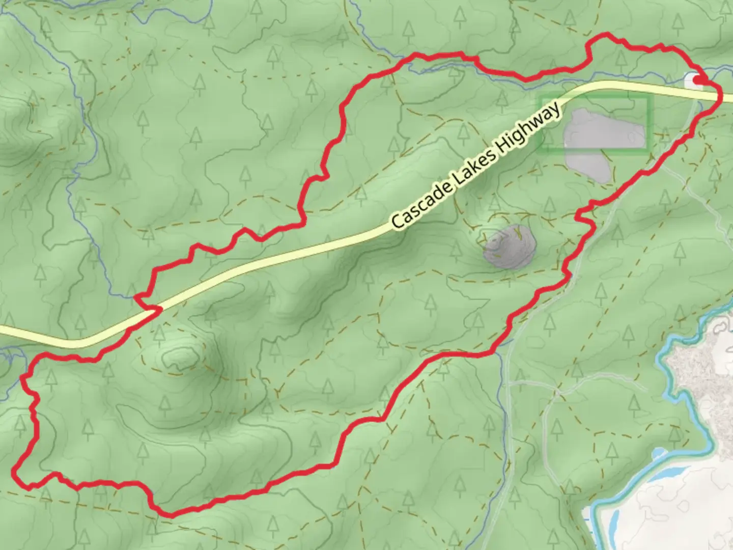An image depicting the trail Cache and Release and Lower Storm King Loop and its surrounding area.