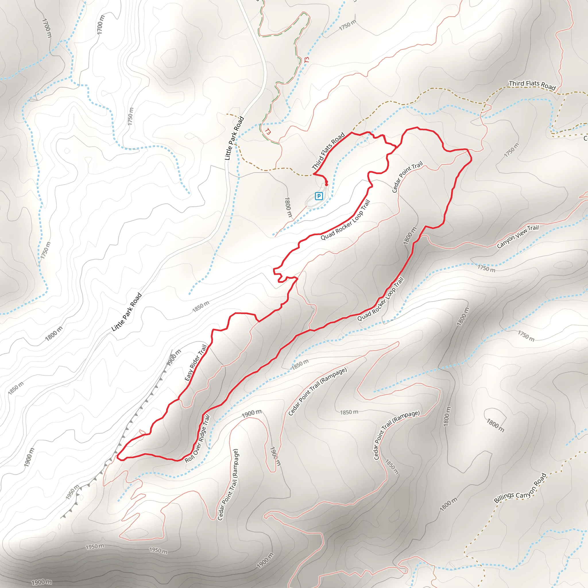 Quad Rocker, Roll Over Ridge and Easy Rider Loop Trail mobile static map