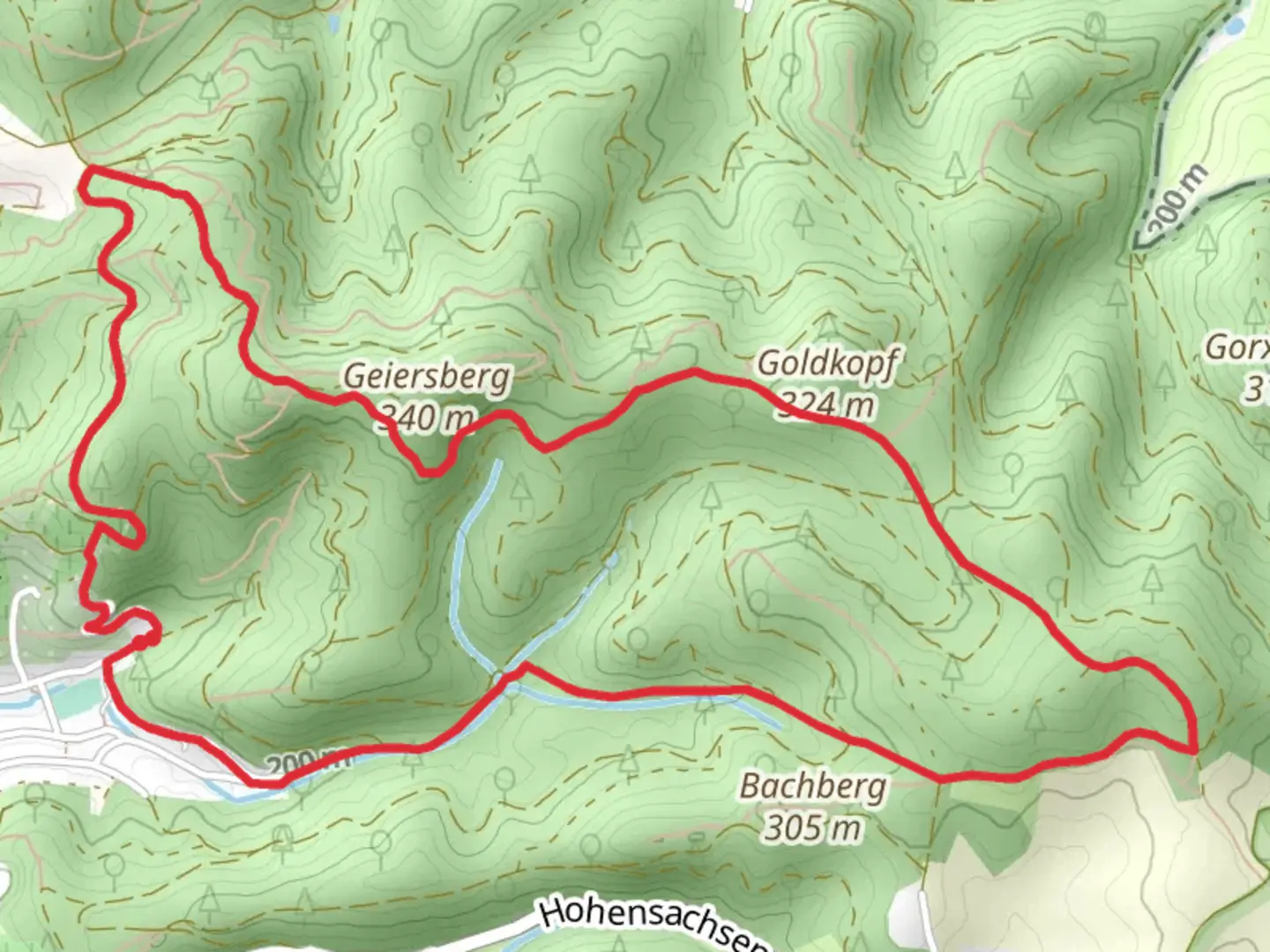 An image depicting the trail Lützelsachsen Loop and its surrounding area.