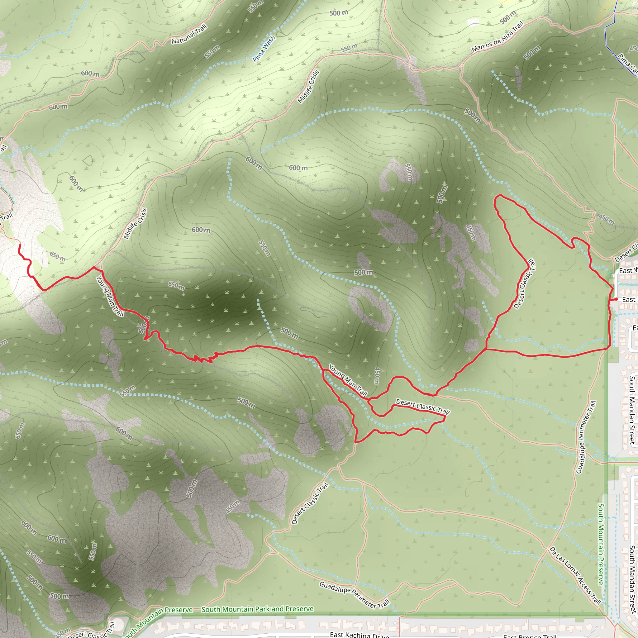 Young Man Trail via Desert Classic Trail mobile static map