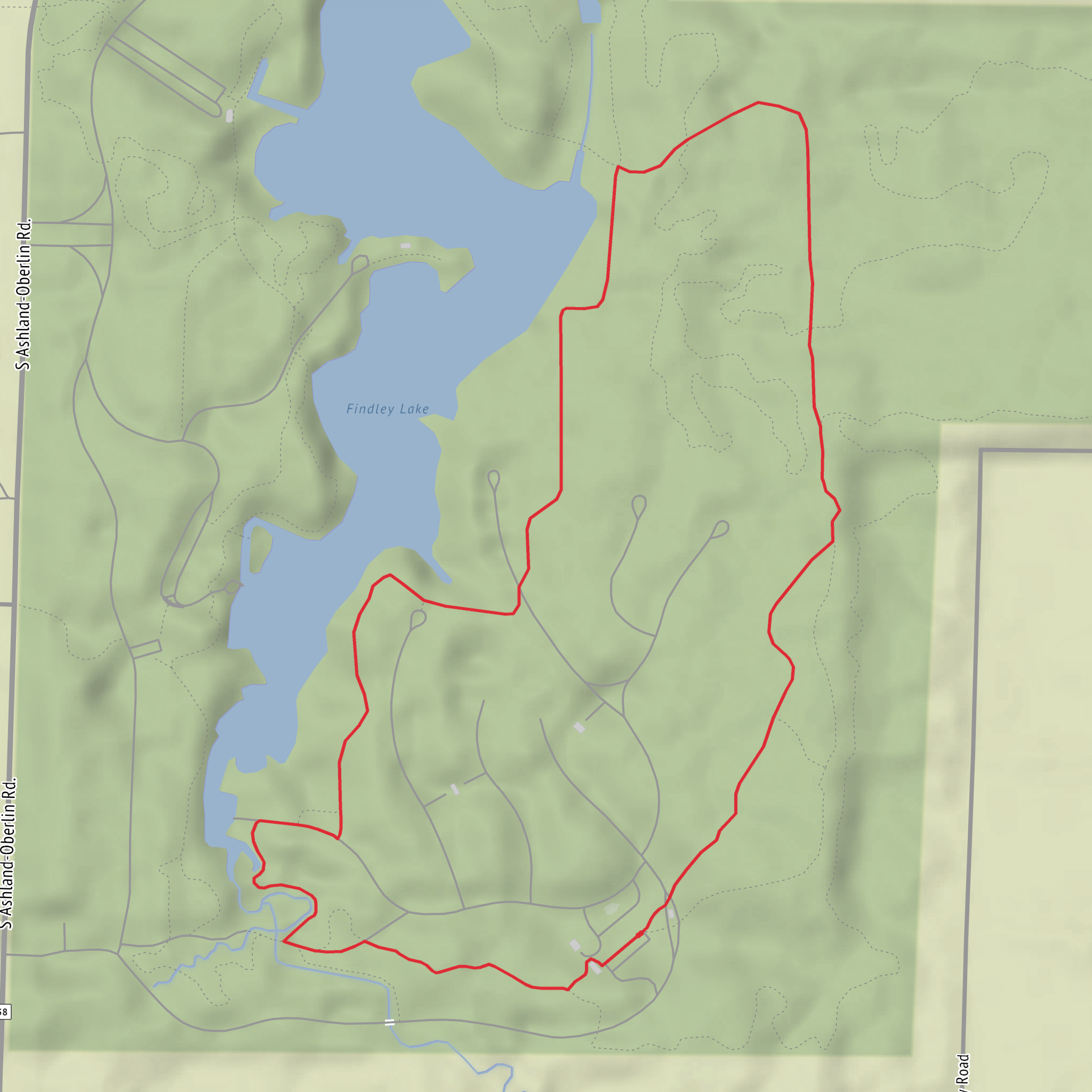Findley Lake via Hickory Grove Trail and Lake Trail mobile static map