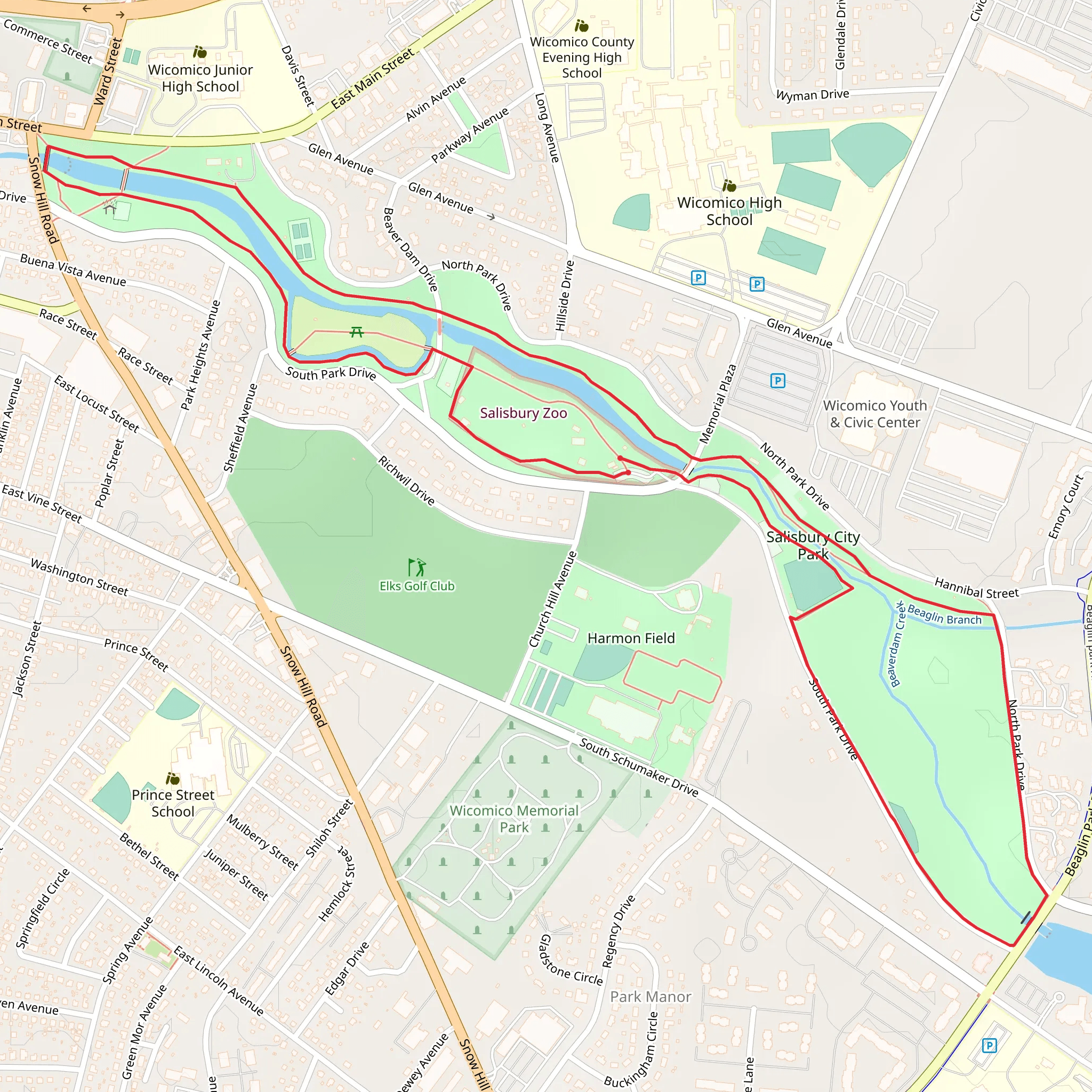 Salisbury City Park Loop mobile static map