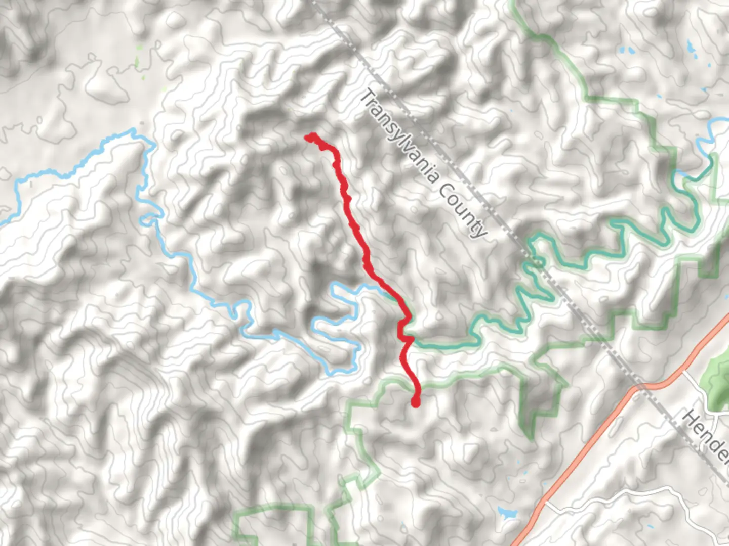 An image depicting the trail Cantrell Creek via South Mills River and Wagon Road Gap Trail and its surrounding area.