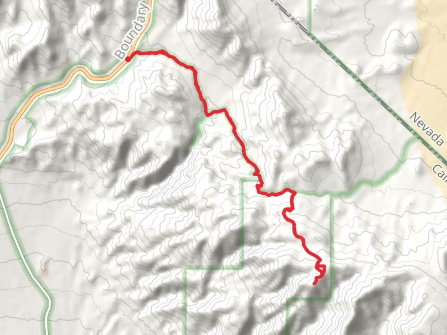 An image depicting the trail Chloride Cliff from Daylight Pass Road and its surrounding area.