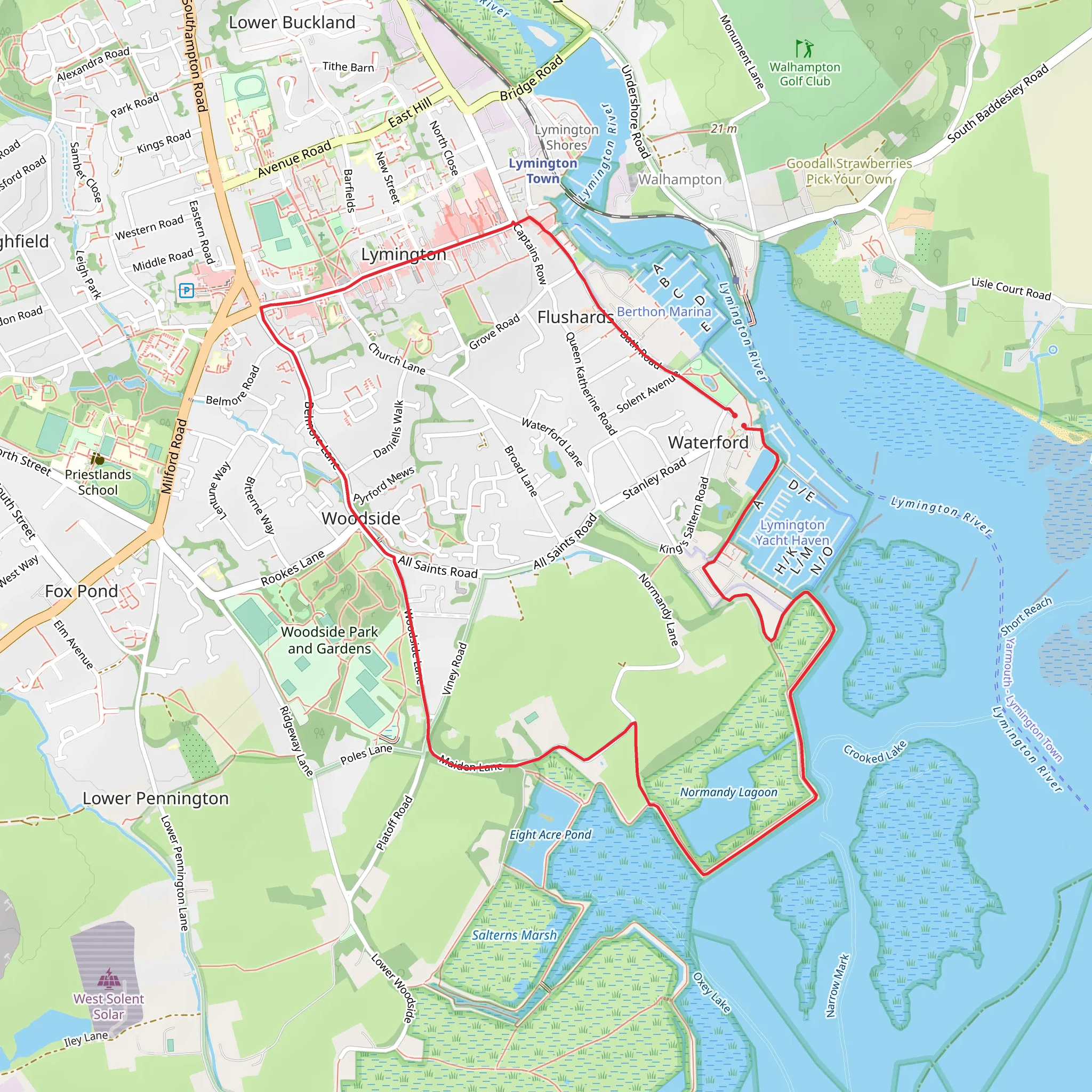 Lymington Marshes Trail mobile static map