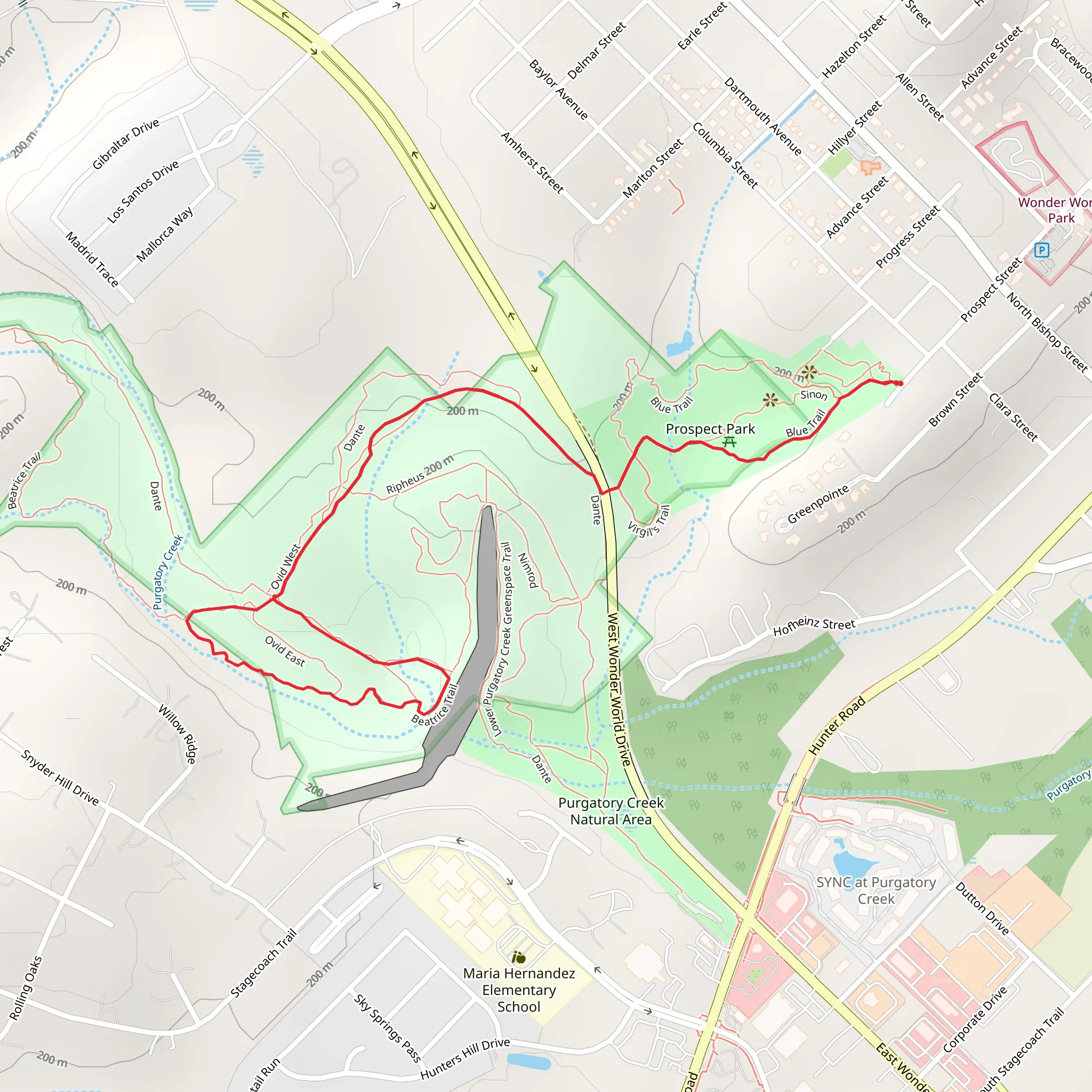 Dante's Trail - part and Beatrice Trail Loop mobile static map
