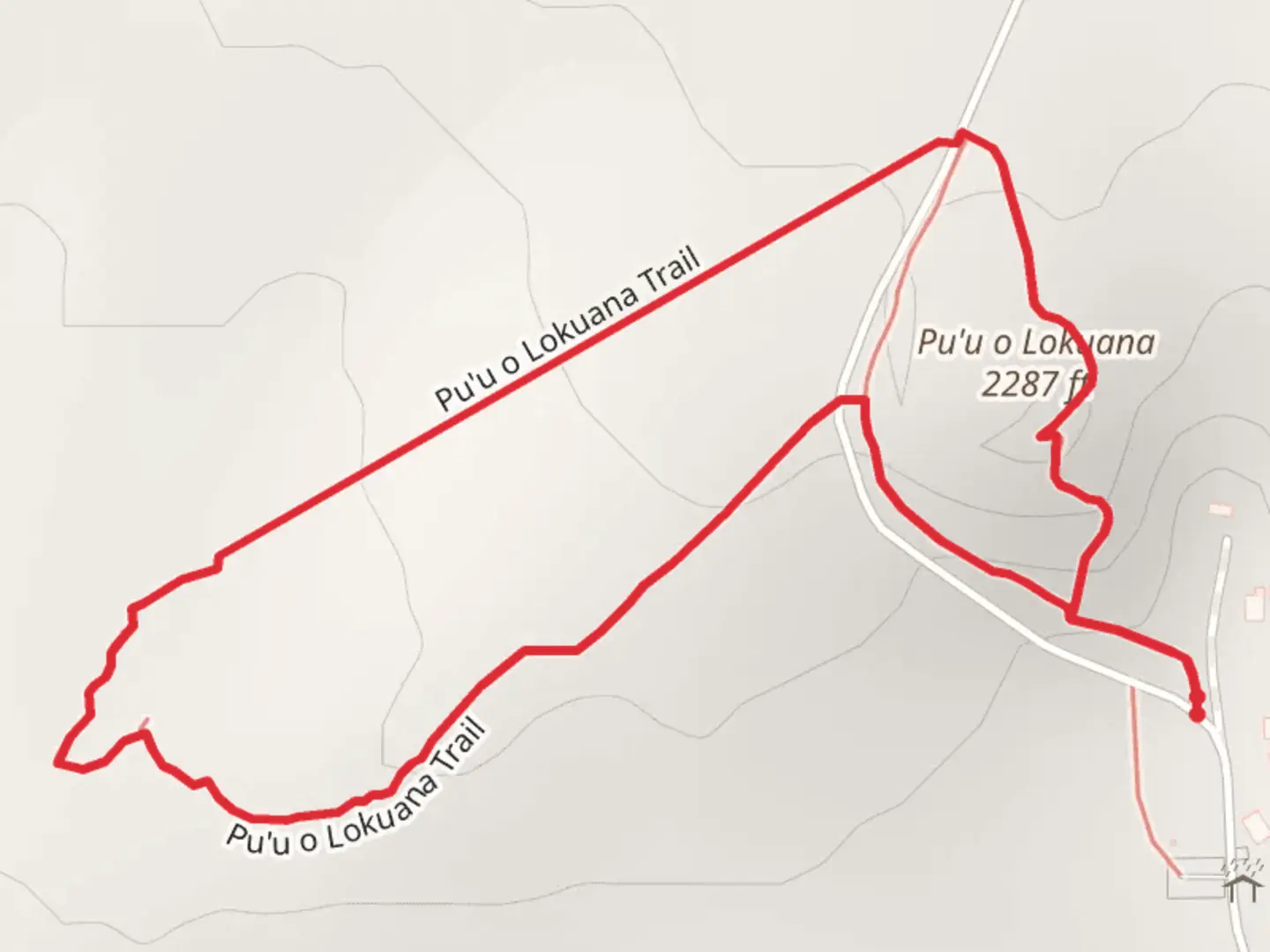 An image depicting the trail Pu'u o Lokuana Loop Trail and its surrounding area.
