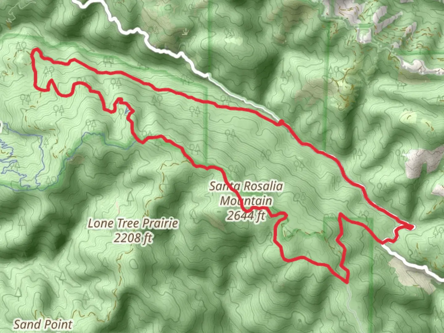 An image depicting the trail Soquel Creek, Aptos Creek Fire Road and Hihn's Mill Road Loop and its surrounding area.