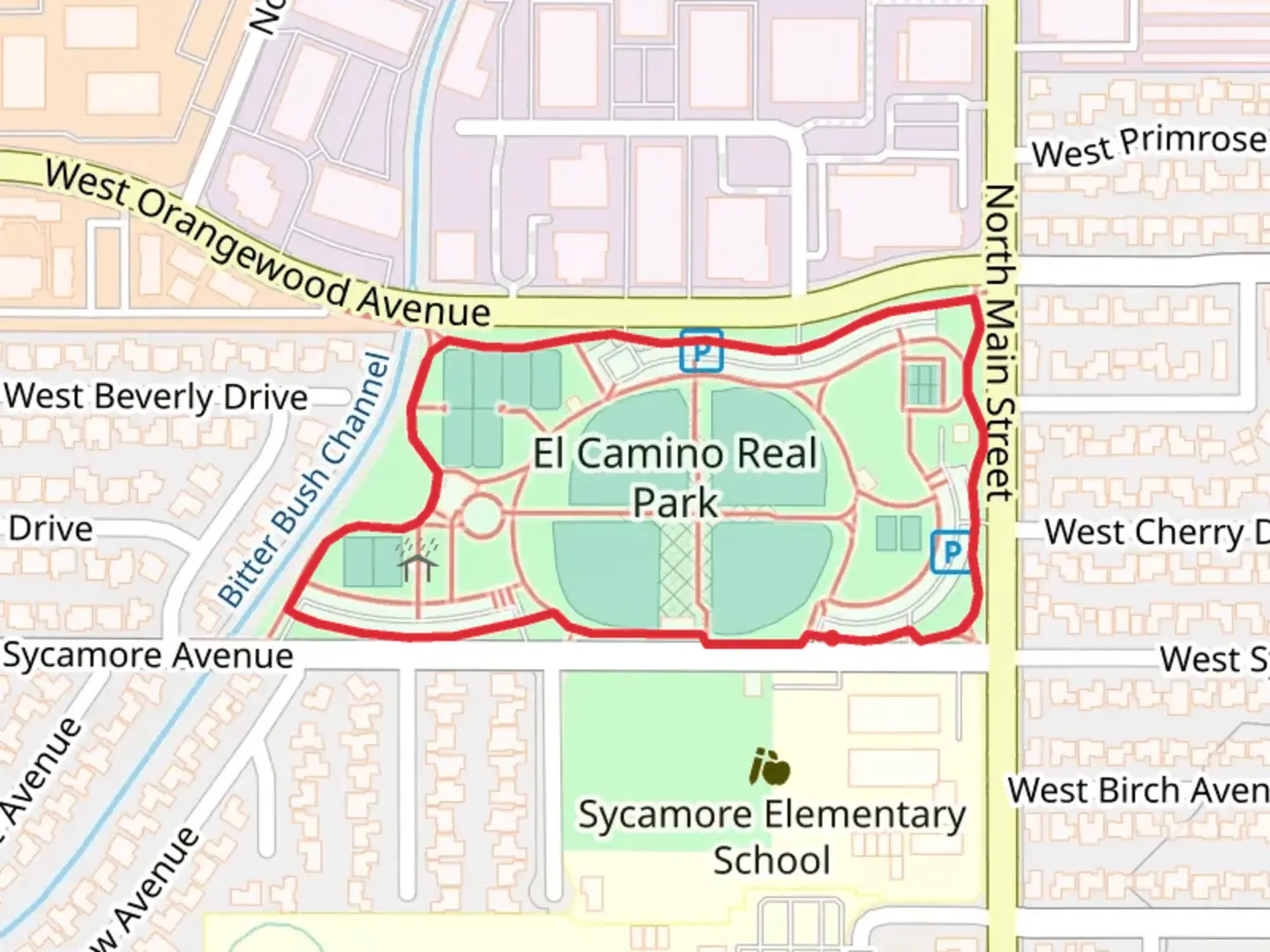 An image depicting the trail El Camino Real Park Loop and its surrounding area.