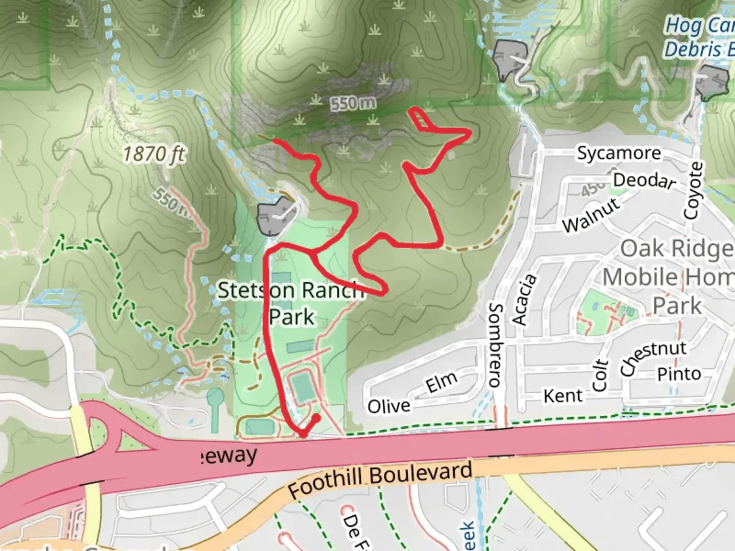 An image depicting the trail Statson Ranch Park and its surrounding area.