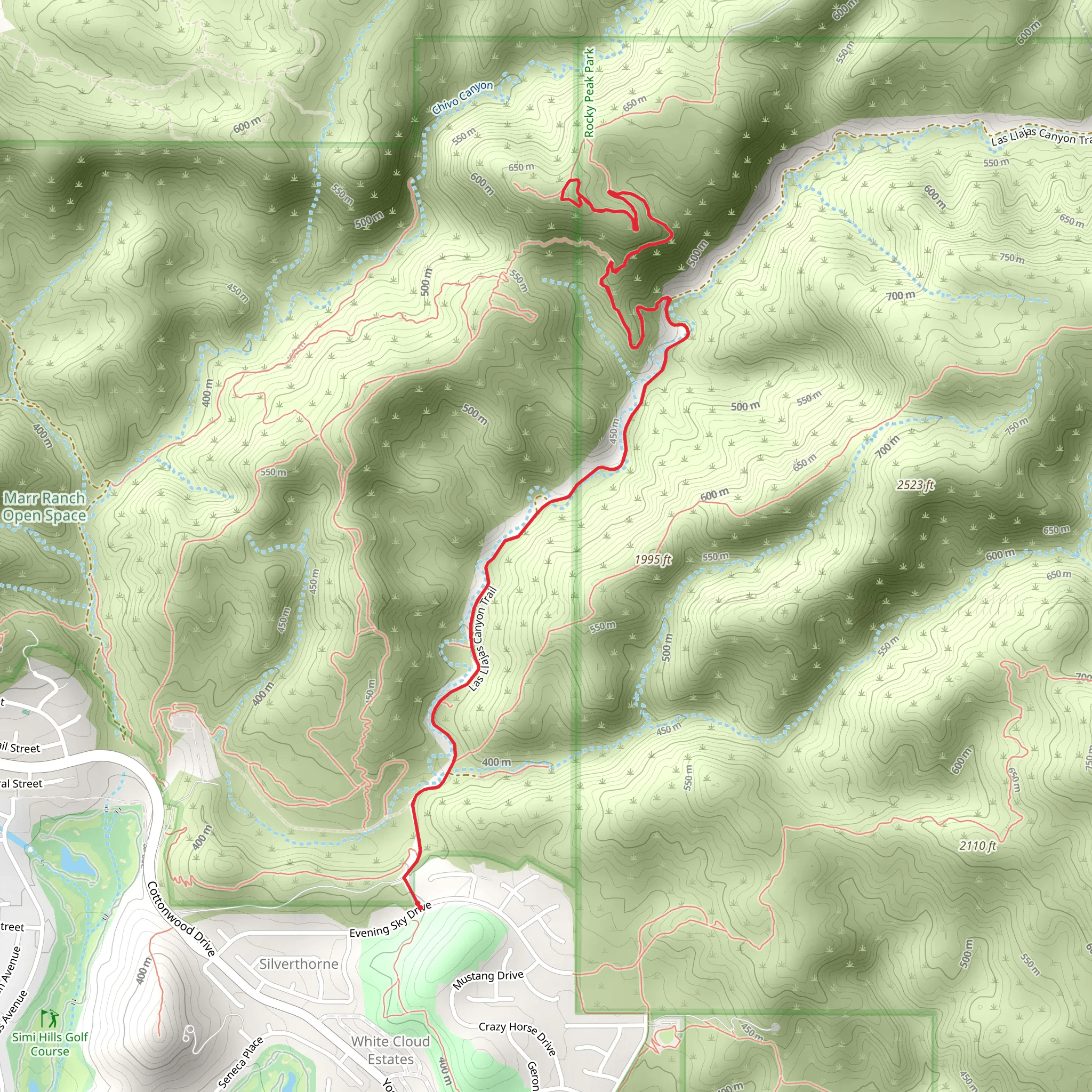 Las Llajas Canyon and Hill Trail mobile static map
