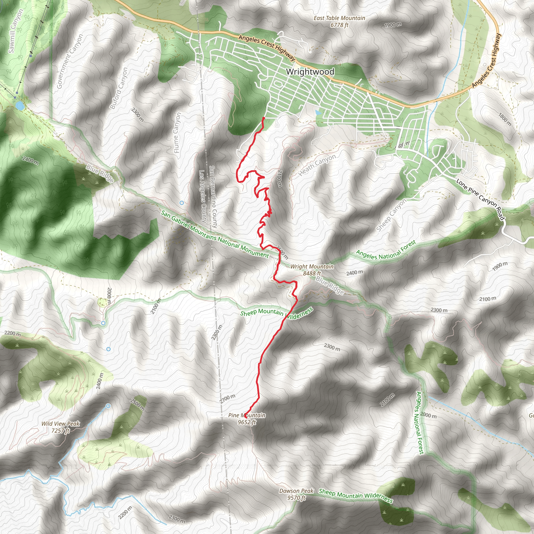 Pine Mountain via Acorn Trail mobile static map