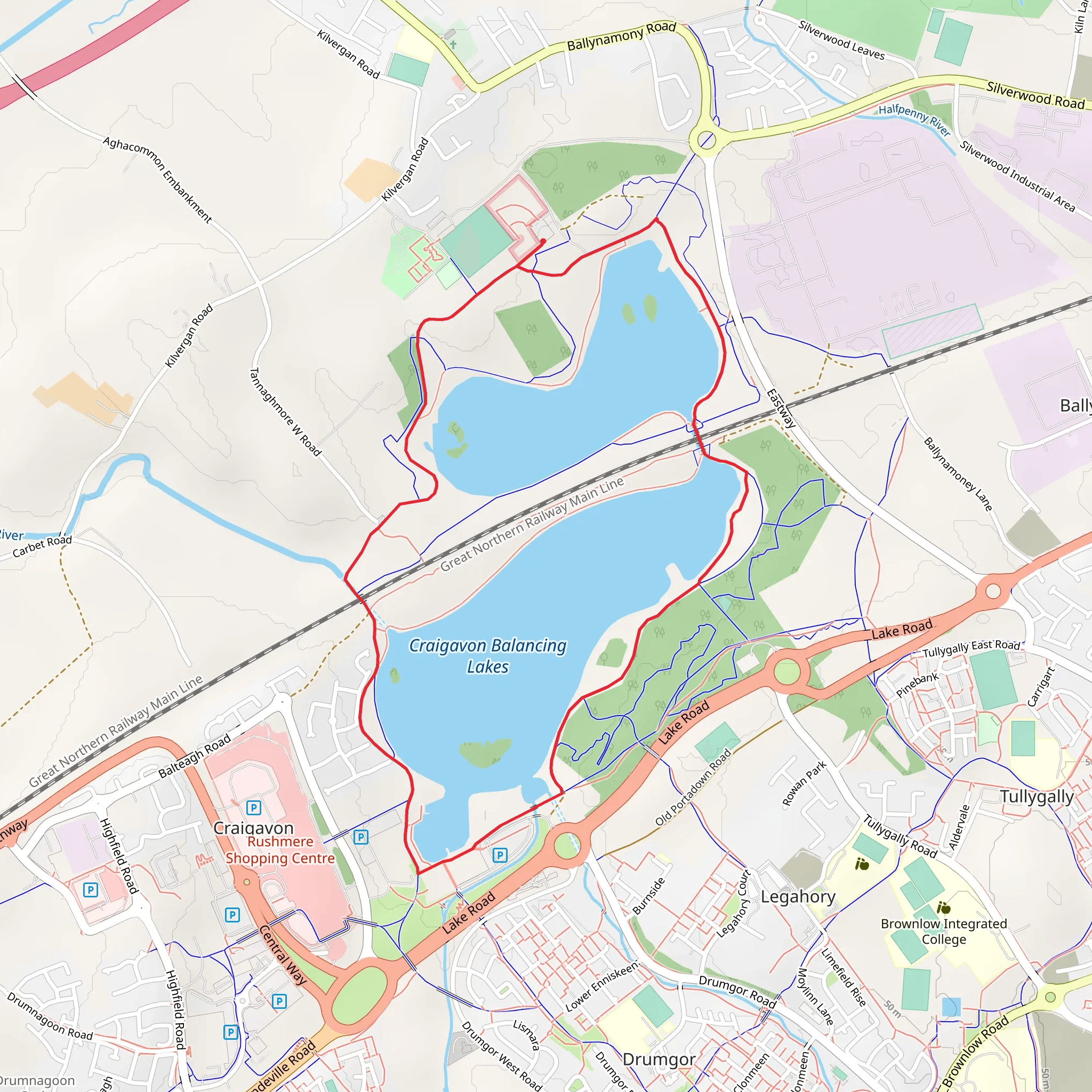 Craigavon Lakes Loop mobile static map