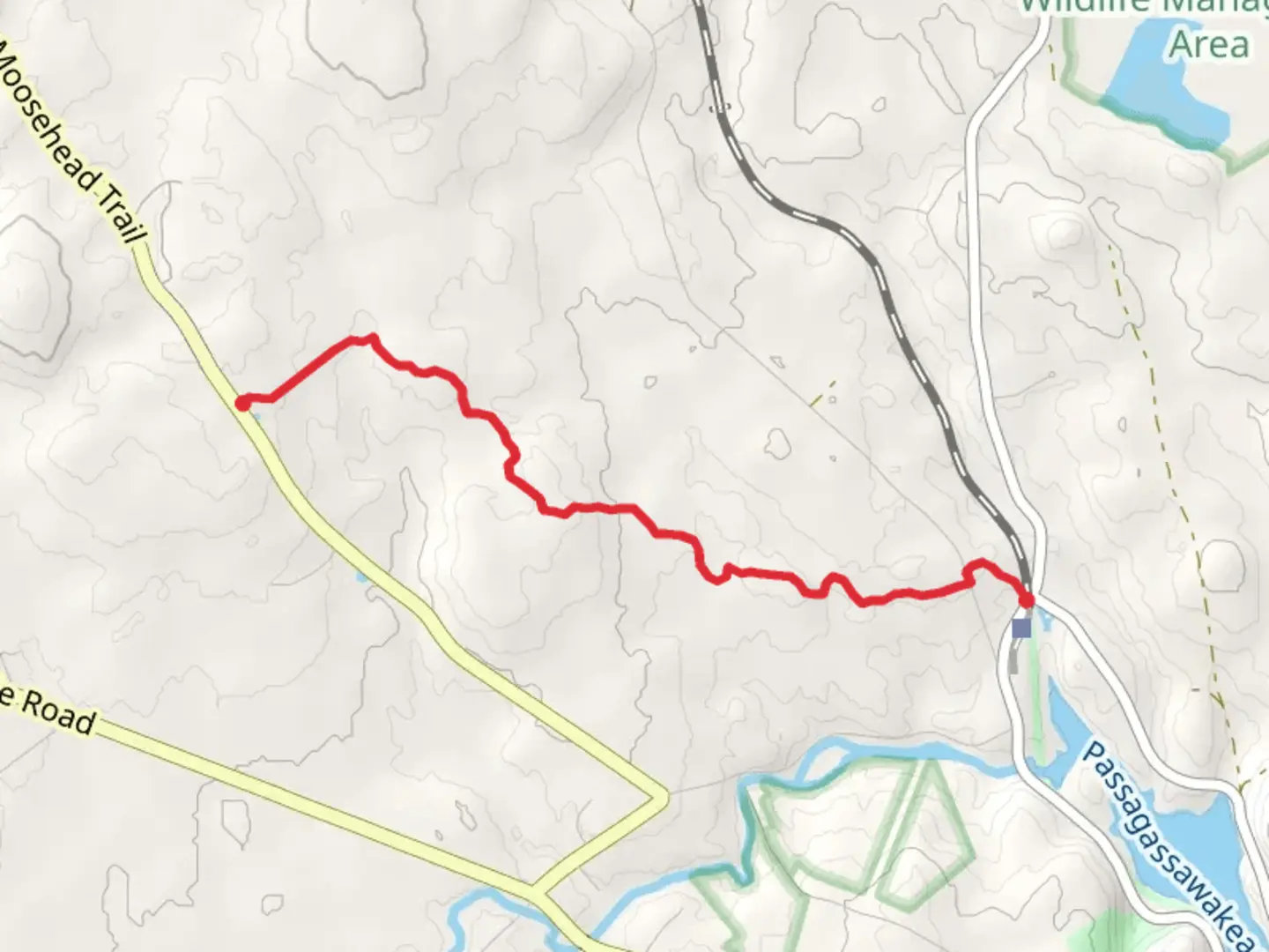 An image depicting the trail Marsh Brook from Moosehead Trail to Oak Hill Road and its surrounding area.
