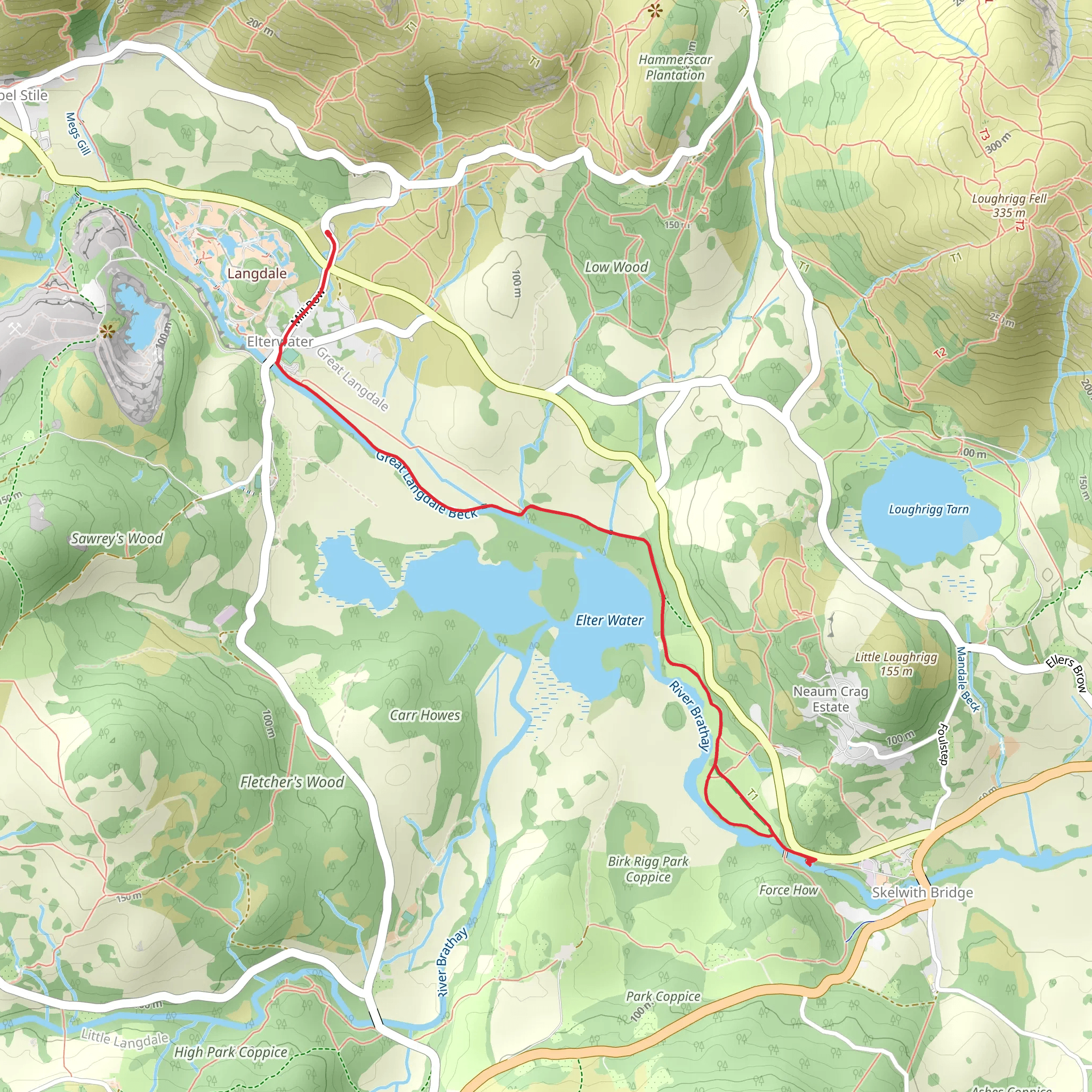 Skelwith Force Walk from Elterwater mobile static map
