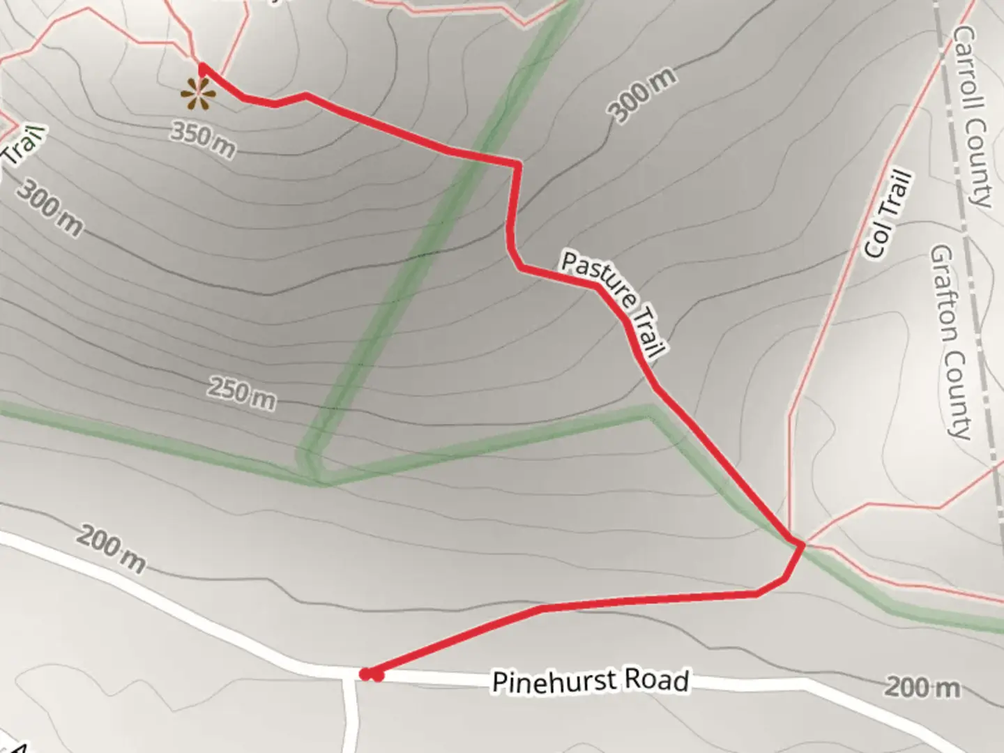 An image depicting the trail Pasture Trail Out and Back and its surrounding area.