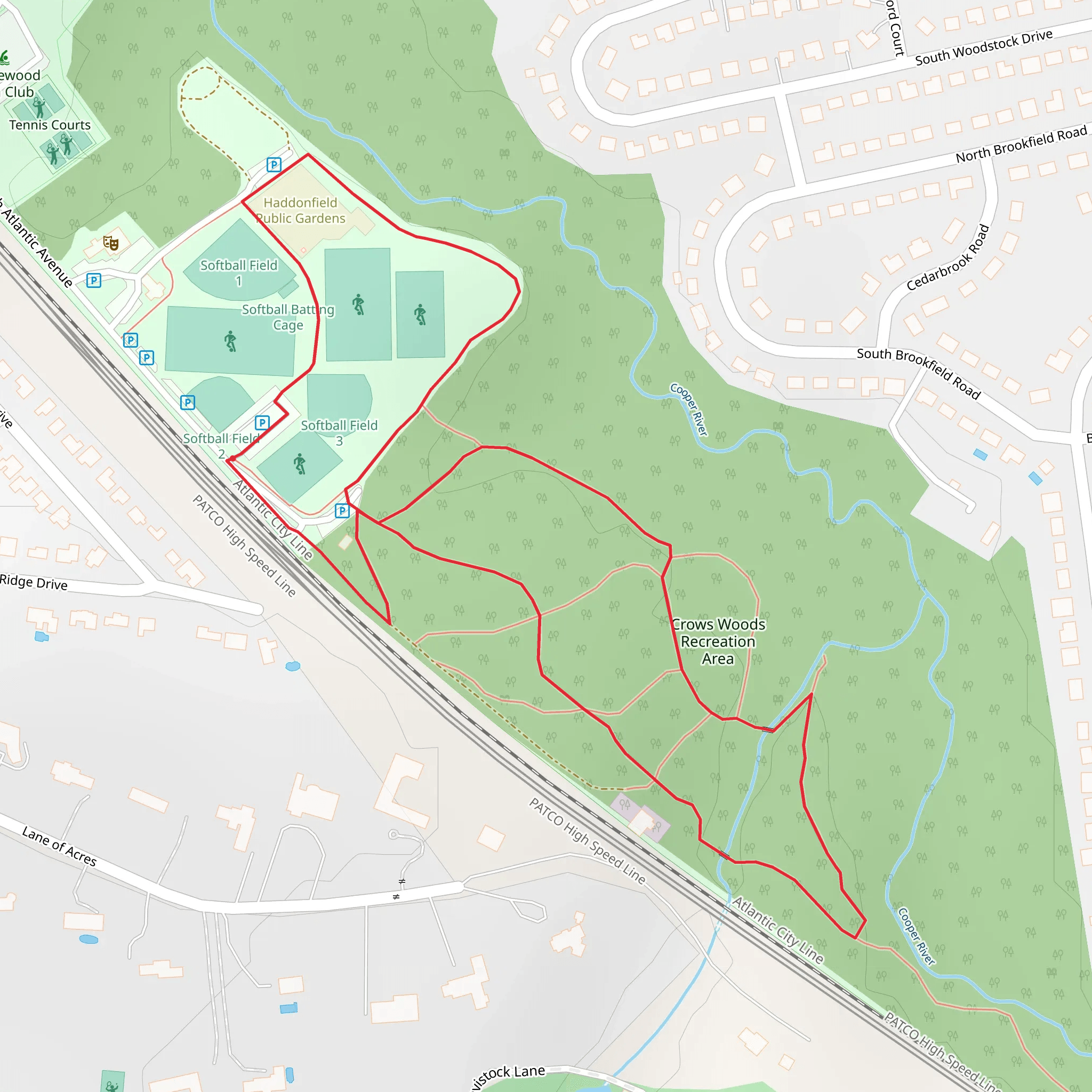 Crows Woods Recreation Area Loop mobile static map