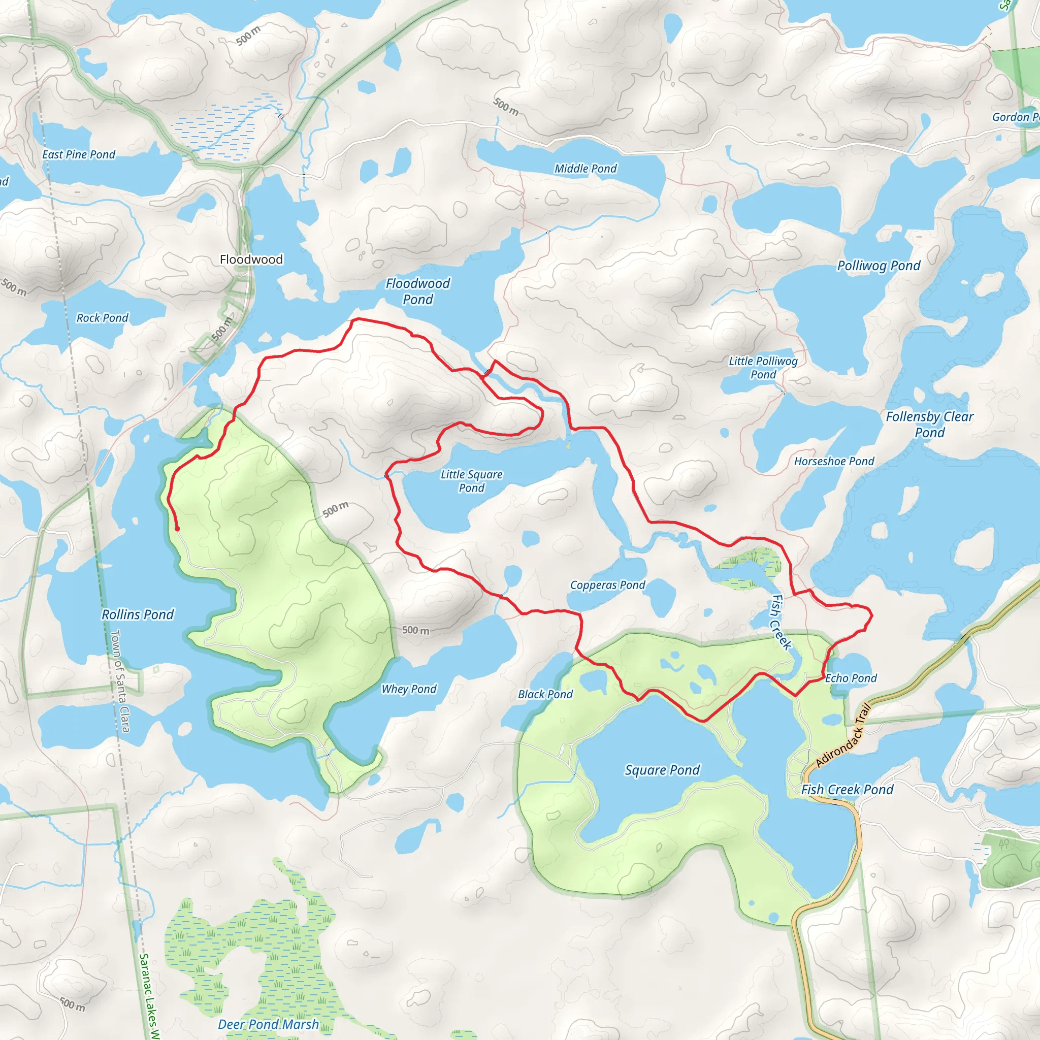 Little Square Pond and Fish Creek Loop Trail mobile static map