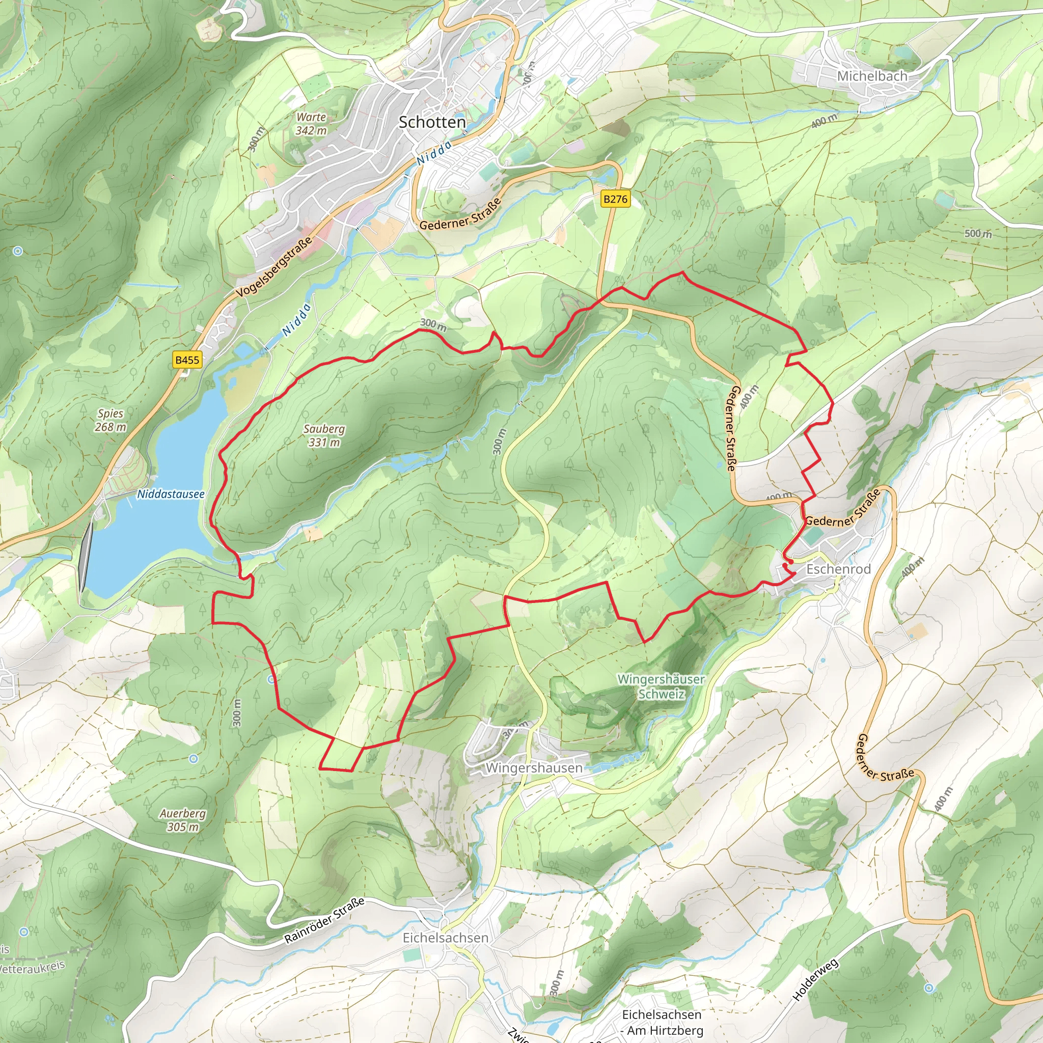 Eschenrod Loop via Niddastausee mobile static map