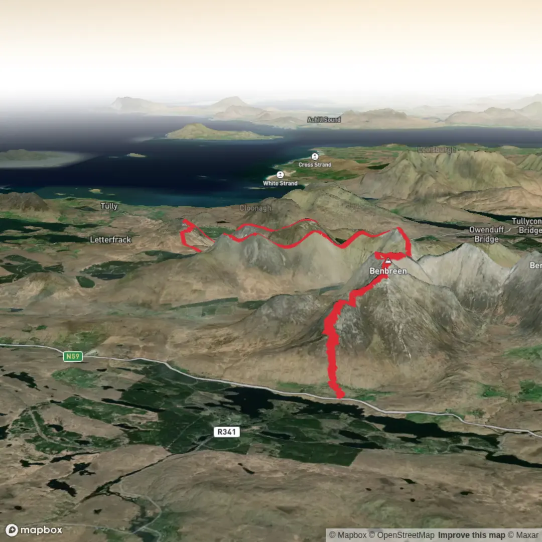 An image depicting the trail Advanced Plus - 12 Bens Kylemore and its surrounding area.