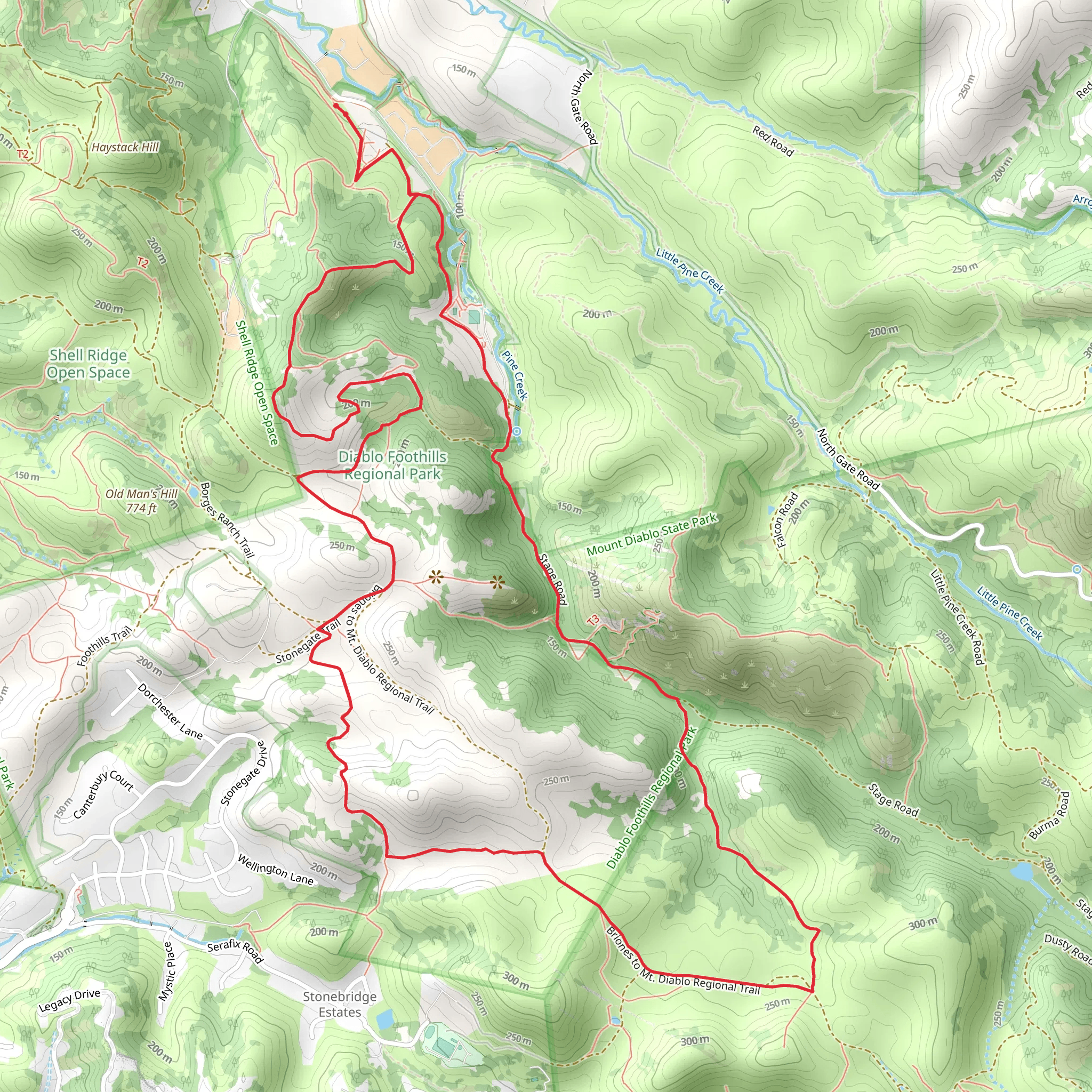 Shell ridge Trail, ADt and Little Yosemite Valley Loop Trail mobile static map