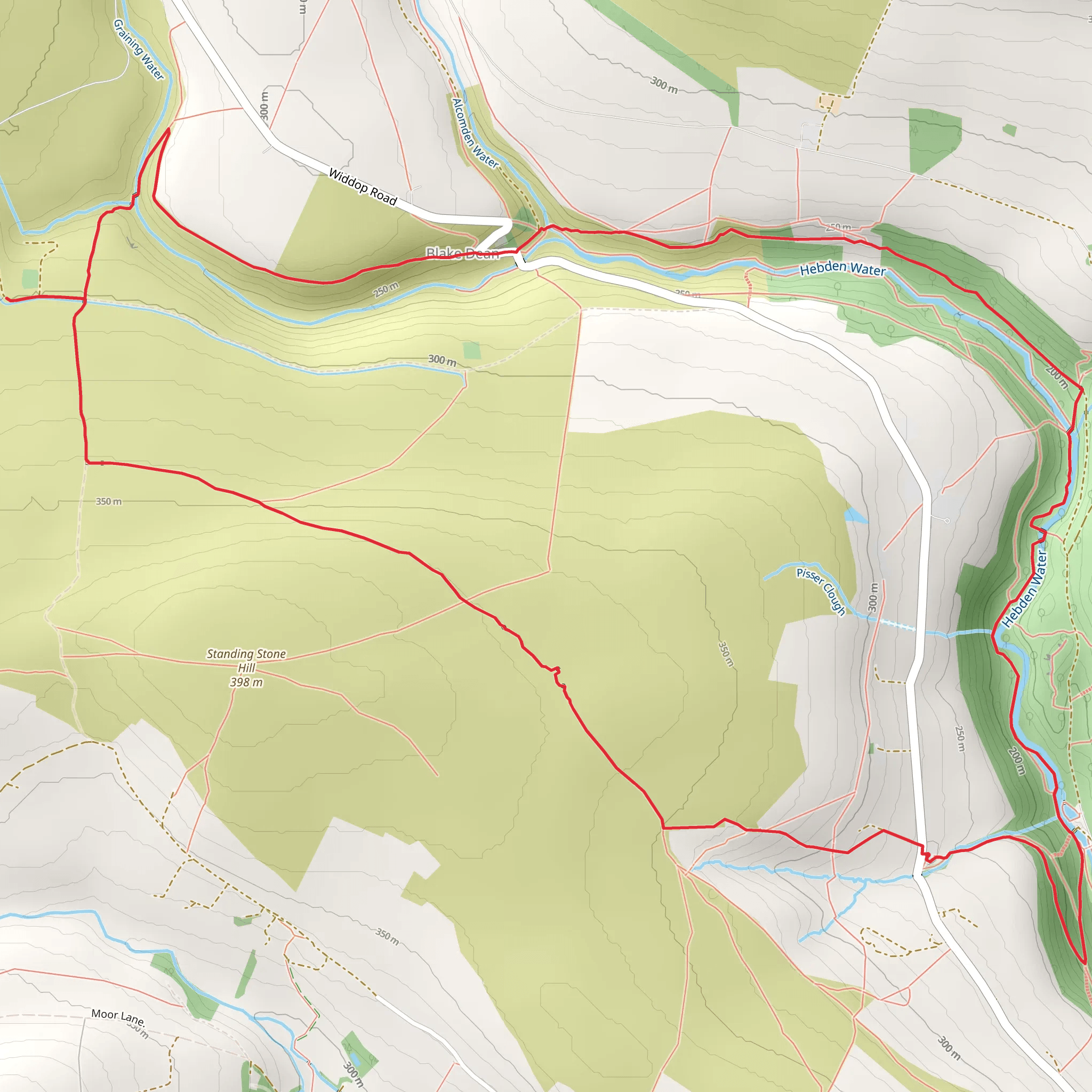 Gibson Mill, Upper and Lower Mill Pond and Lower Gorple Reservoir Loop mobile static map