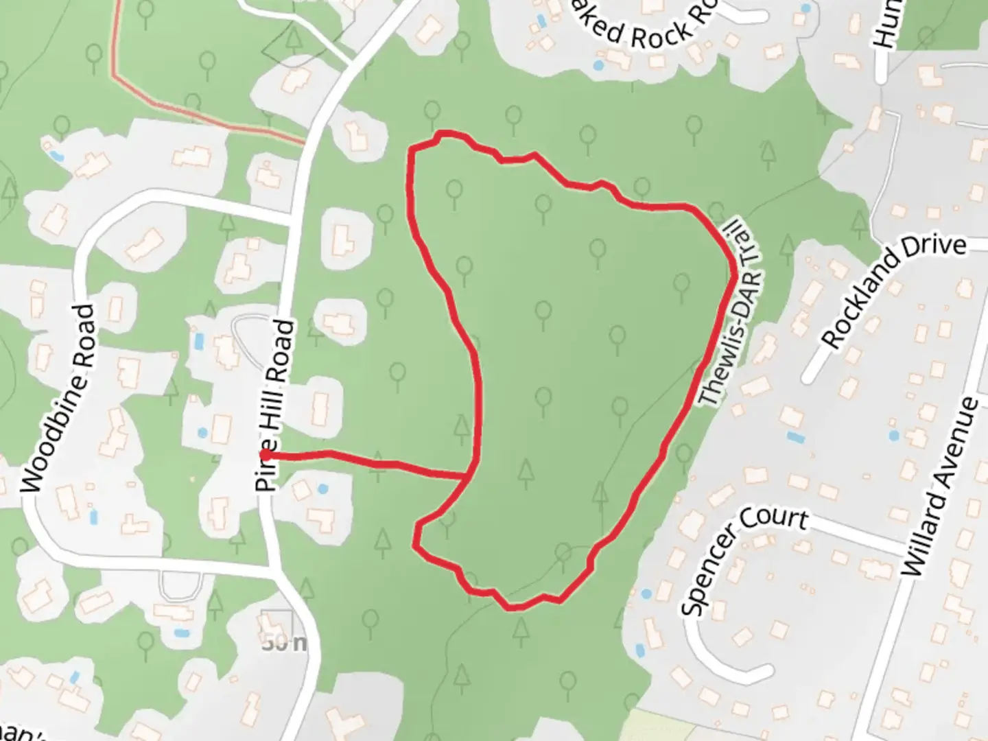 An image depicting the trail Thewlis-DAR Loop Trail and its surrounding area.