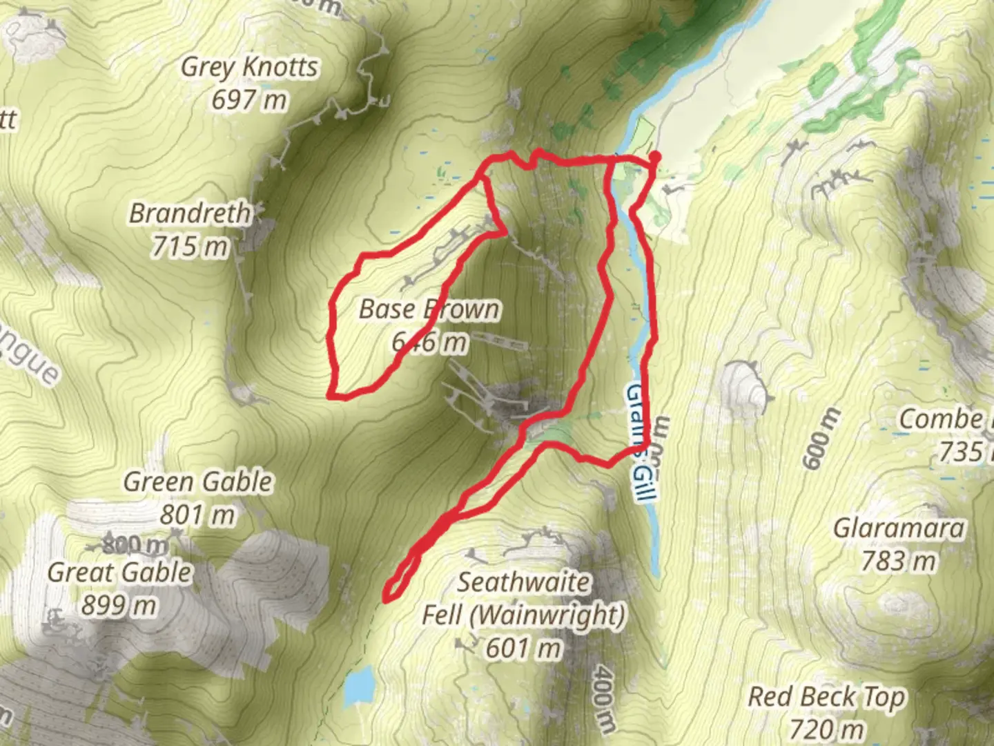 An image depicting the trail Base Brown and Greenhow Knott Walk and its surrounding area.