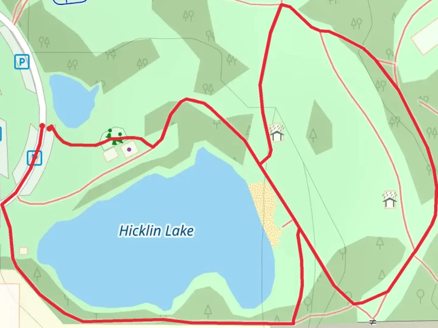 An image depicting the trail Lakewood Park Loop and its surrounding area.